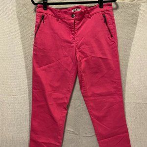 Dalia Collection, Pink Cotton Stretch Ankle Pants - SZ 6 , front zipper pockets.